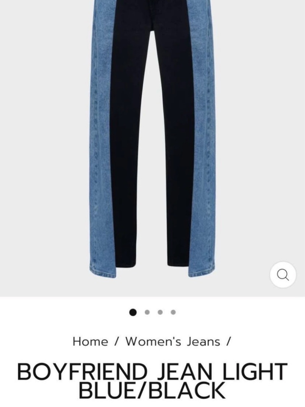 Two-Tone Light Blue & Black Boyfriend Jeans
